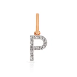 BHIMA 18K BIS Hallmark 750 Purity Rose Gold Alphabet P Diamond Pendant-image-27