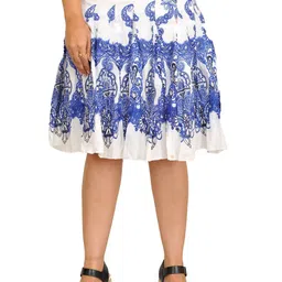 Exotic India Plated Short Skirt With Printed Paisleys-image-13