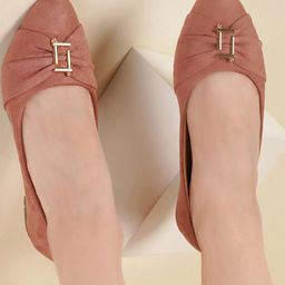 DressBerry Women Peach Solid Ballerinas-picture-46