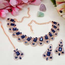 VATSALYA creation Rose Gold-Plated Artificial Stones Alloy Jewellery Set-image-21