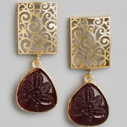 Anouk Gold Plated Beaded Geometric Drop Earrings-17