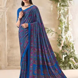 DURGA EMPORIO Floral Pure Crepe Saree-image-24