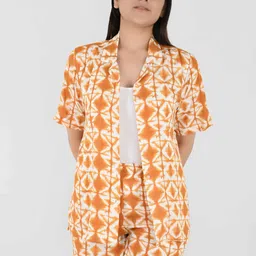 Blissence Tie and Dye Lapel Collar Swimwear Cover up Set-image-8