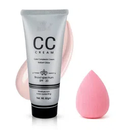 A.D.S Color Complexion Instant Glow CC Cream & Sponge Beauty Blender Puff, 60gm Shade-02 image 1
