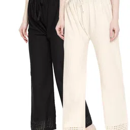 KALINI Pack Of 2 Cotton Straight Palazzos-image-30