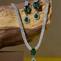 AMI Silver-Plated Austrian Diamonds Studded Jewellery Set-image-13