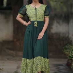 KALINI Print Puff Sleeve Fit & Flare Midi Dress-image-97