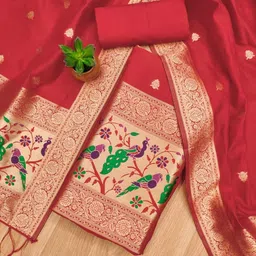 LeeliPeeri Designer Ethnic Motifs Woven Design Banarasi Silk Unstitched Dress Material-image-91