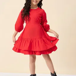 Stylo Bug Puff Sleeve Fit & Flare Dress-image-57