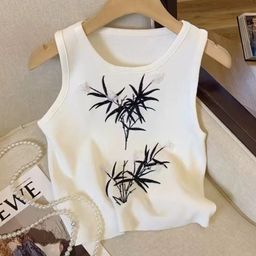 KPOP Women Tropical Printed Round Neck Crop Top-image-38