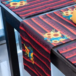 Indisca Designs 7-Pcs Maroon Printed Table Linen Sets-image-88