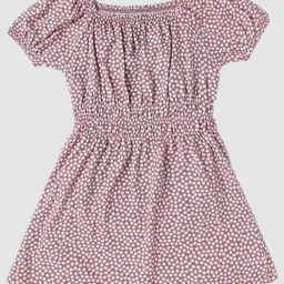 GAP Girls Floral Printed Pure Cotton Square Neck Shirred Fit-Flare Dress-picture-1