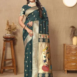 QENY Ethnic Motifs Woven Design Banarasi Saree-picture-55