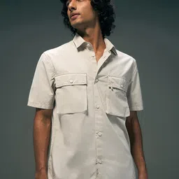 Flying Machine Spread Collar Short Sleeves Pure Cotton Regular Fit Casual Shirt-image-68