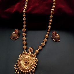 Pihtara Jewels Gold-Plated Artificial Stones Studded And Beaded Necklace And Earrings-image-66