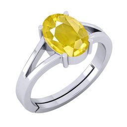 VISHVMA Silver Plated 8.00 Ratti Sapphire Pukhraj Gemstone Studded Finger Ring-picture-28