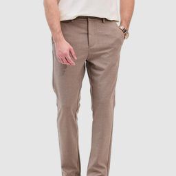 Snitch Men Light Brown Self-Design Slim Fit Trousers-image-71
