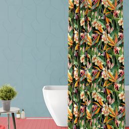 ArtzFolio Green & Yellow Floral Printed Water Proof Shower Curtain-image-77