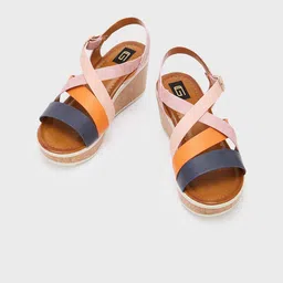 Sole To Soul Colourblocked Wedge Sandals with Buckles-40