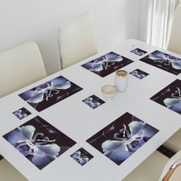 REVEXO 6Pc Black & White Printed Rectangle Costers & Table Placemats image 3