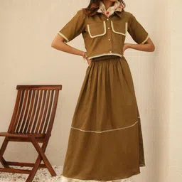 YA-SA Shirt Collar Cotton Shirt With Skirt-image-15