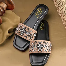 Zebba Women Embellished Open Toe Flats-image-62