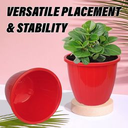 Kuber Industries Set Of 3 Red & White & Green Textured Duro Flower Planters image 2