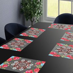 LooMantha Transparent & Blue 6 Pieces Printed Rectangular Table Placemats-54