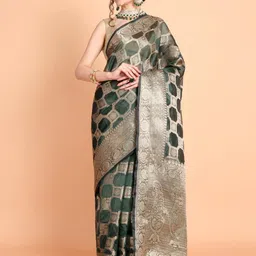 Areca Designer Ethnic Motifs Zari Organza Banarasi Saree-16
