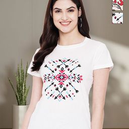 Tromko Women Pack of 3 Geometric Printed Round Neck Cotton T-shirts-image-99