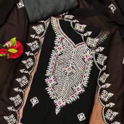 HERE&NOW Embroidered Georgette Unstitched Dress Material-image-16