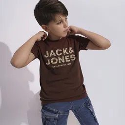 Jack & Jones Junior Boys Typography Printed Extended Sleeves Applique T-shirt-image-67