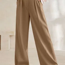 Chemistry Women Relaxed Straight Leg High-Rise Pleated Trousers-picture-42