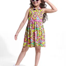 Hola Bonita Girls Self Design Printed Fit & Flare Dress With Hearts Print-image-86