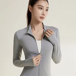 LULU & SKY Women Mock Collar Open Front Activewear Jacket-image-77