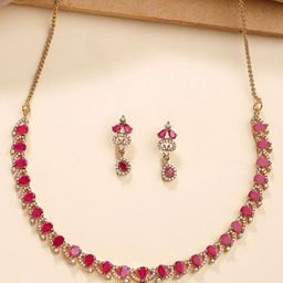 KARATCART Gold-Plated American Diamond Jewellery Set-picture-28
