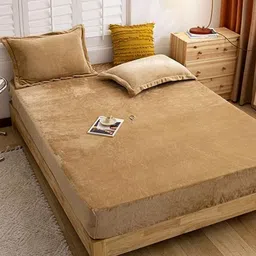 MORADO Camel Brown 260 TC Queen Bedsheet with 2 Pillow Covers-58