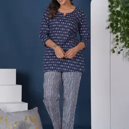 Prathmikta Women Abstract Printed Kurti & Pyjamas Night suit-image-46