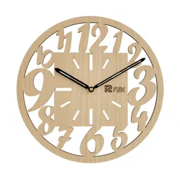 12 fox Beige Wooden Analogue Wall Clock-image-79
