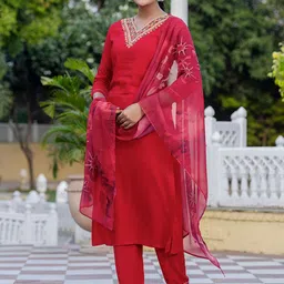 NIZA FASHION Women Embroidered Regular Kurta with Trousers & With Dupatta-picture-33