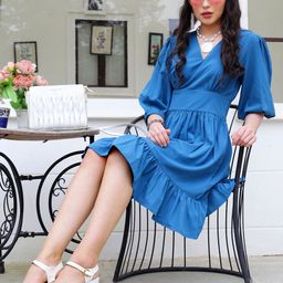 Sera Puff Sleeve Fit & Flare Dress-image-26