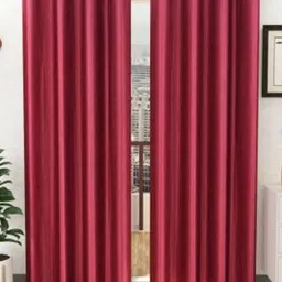 BELLA TRUE Maroon 2 Pieces Ripple Fold Window Curtains-image-99