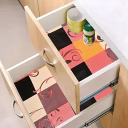 Kuber Industries Pink & Black 3 Pieces Water Resistant Shelf Liner Organisers-10
