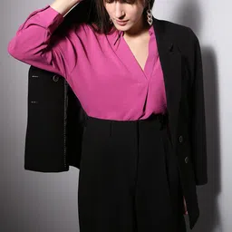 Vero Moda Solid Cuffed Sleeves A-Line Top-image-82