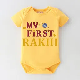 BLUSHES Infants Raksha Bandhan Printed Pure Cotton Bodysuit-45