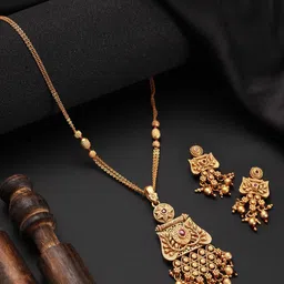 Anouk Gold-Plated 24K Gold-Plated Pink & Ruby Studded Handcrafted Filigree Jewellery Set-47