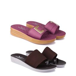 BERSACHE Women Pack Of 2 Open Toe Flats-12