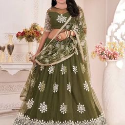 Piludi Girls Embroidered Lehenga With Choli & Dupatta-image-14