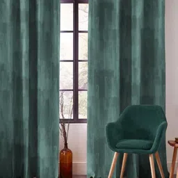 CASABLEU Sea Green Set of 2 Floral Black Out Long Door Curtain-image-93