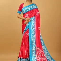 A.V.M. SILK MILLS Ethnic Motifs Printed Pure Crepe Saree-image-87